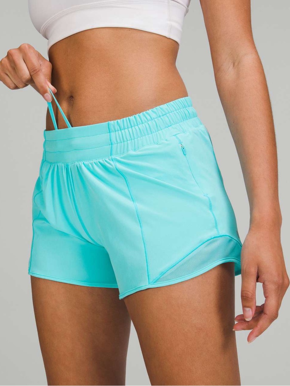 Lululemon Electric Turquoise Hotty Hot Low-Rise Lined Short 4" Size 8 - Picture 7 of 8